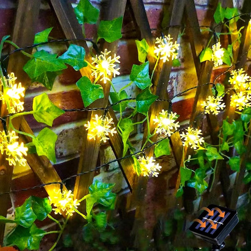 Zewnętrzne lampki solarne w kształcie płatka śniegu, 8 trybów, idealne do ogrodu, na patio, na wesele, imprezę, do dekoracji (ciepłe białe światło, 6