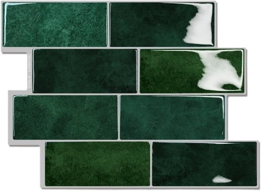 Naklejki na płytki 3D, wodoodporne naklejki ścienne, wielofunkcyjne, 10 arkuszy (zielone)