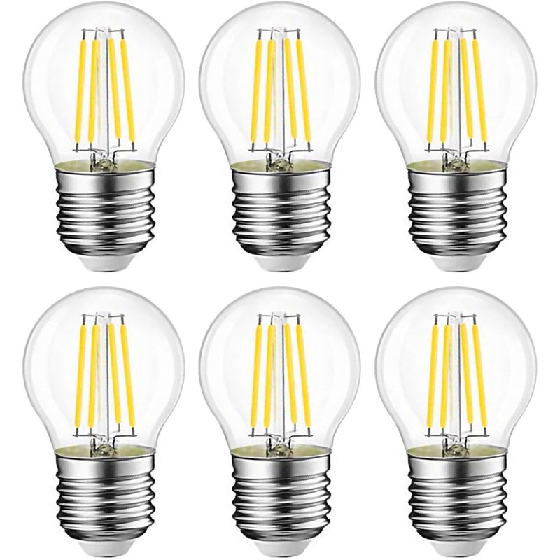 Żarówka LED, opakowanie 6 szt., 4 W, gwint E27, żarówka Edisona, ciepłe białe światło 3000 K, szkło przezroczyste
