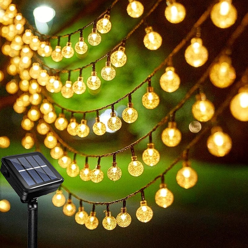 Zewnętrzne lampki solarne, 22 metry, 200 diod LED, 8 trybów, odpowiednie do ogrodów, balkonów i tarasów (ciepłe, białe światło)