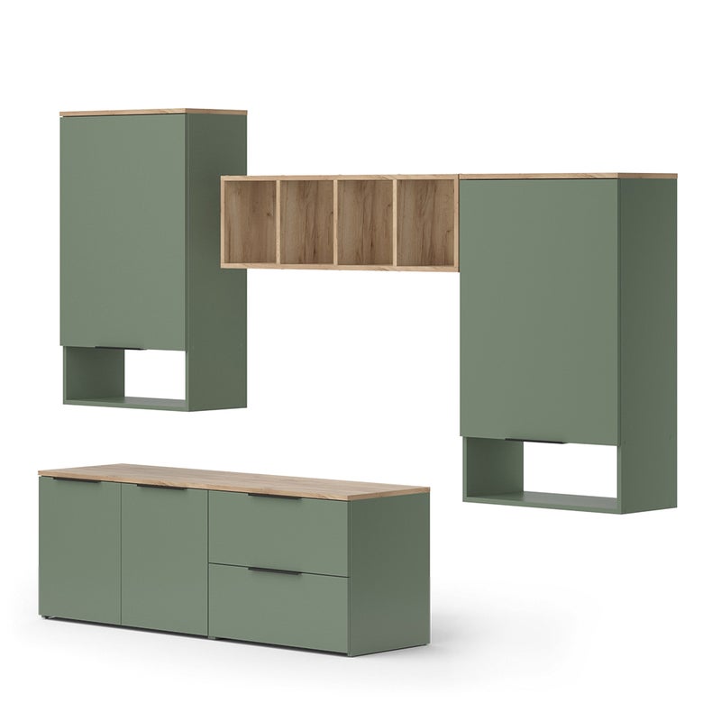 Vicco Ściana w salonie Wido, Zielony, 5 części