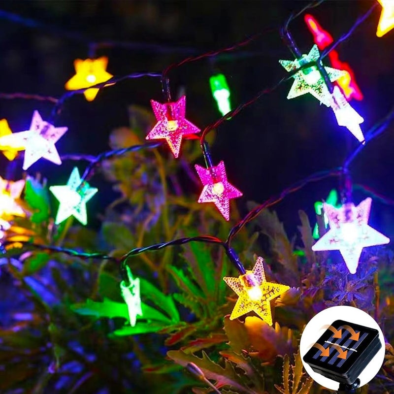 Lampki solarne, 22 metry, 200 diod LED, 8 trybów, wodoodporne, odpowiednie do ogrodu, na patio, na Ramadan, na Boże Narodzenie (kolorowe światła)