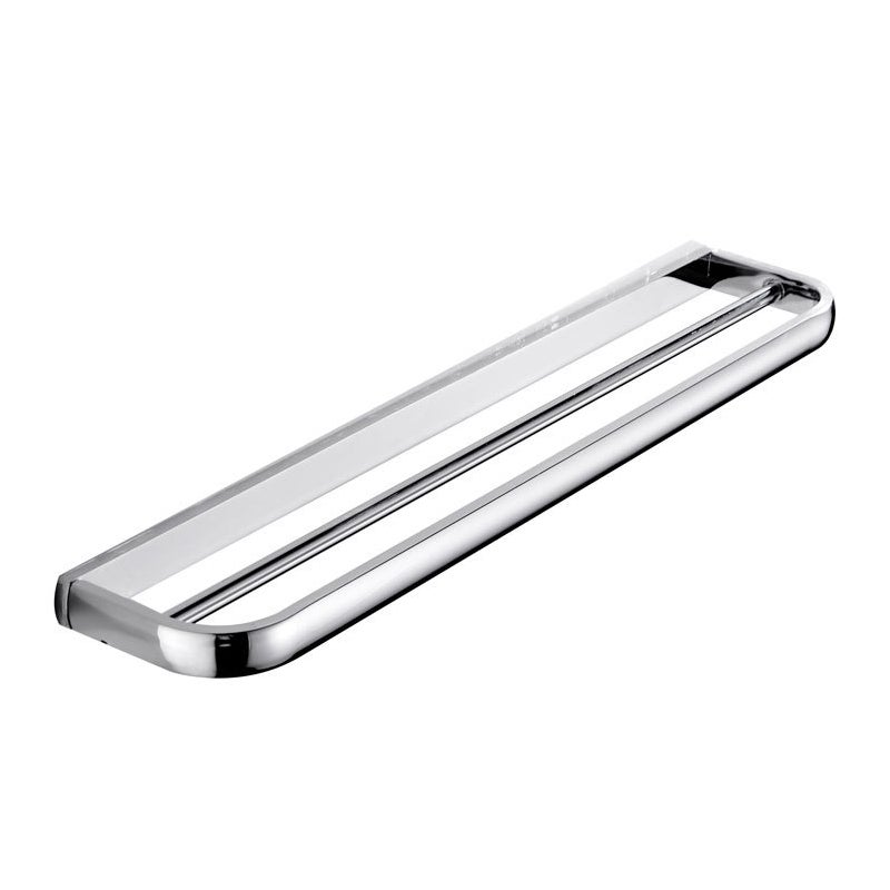 Wieszak na ręczniki ścienny mosiężny, podwójny, do łazienek i kuchni, 57 cm (chrom)