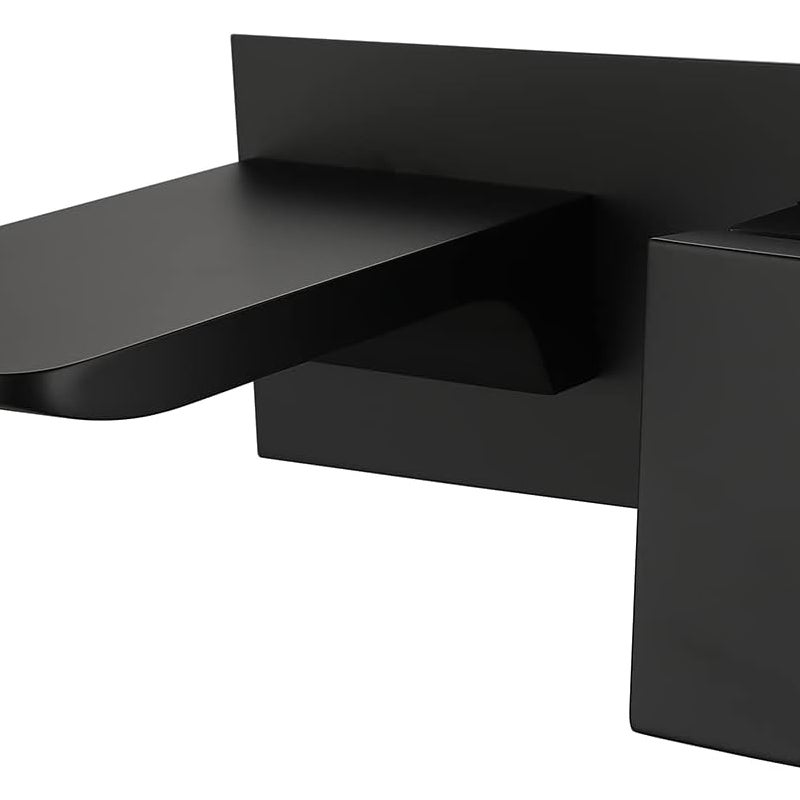 Bateria łazienkowa, mosiężna bateria wannowa typu wodospad, bateria zlewozmywakowa ścienna (czarna)