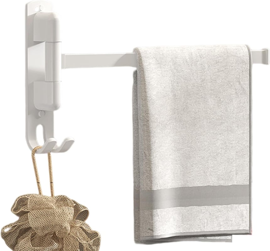 Samoprzylepny wieszak na ręczniki ze stali nierdzewnej z obrotem o 180° i pojedynczym ramieniem obrotowym do łazienki i kuchni
