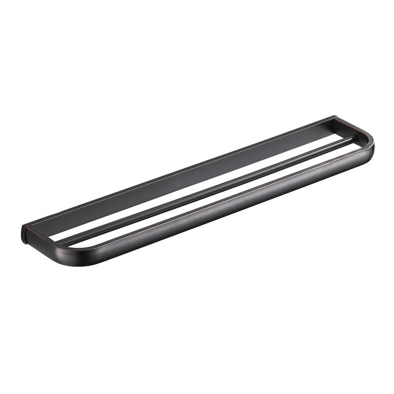 Wieszak na ręczniki ścienny mosiężny, podwójny, do łazienki i kuchni, 57 cm (czarny)