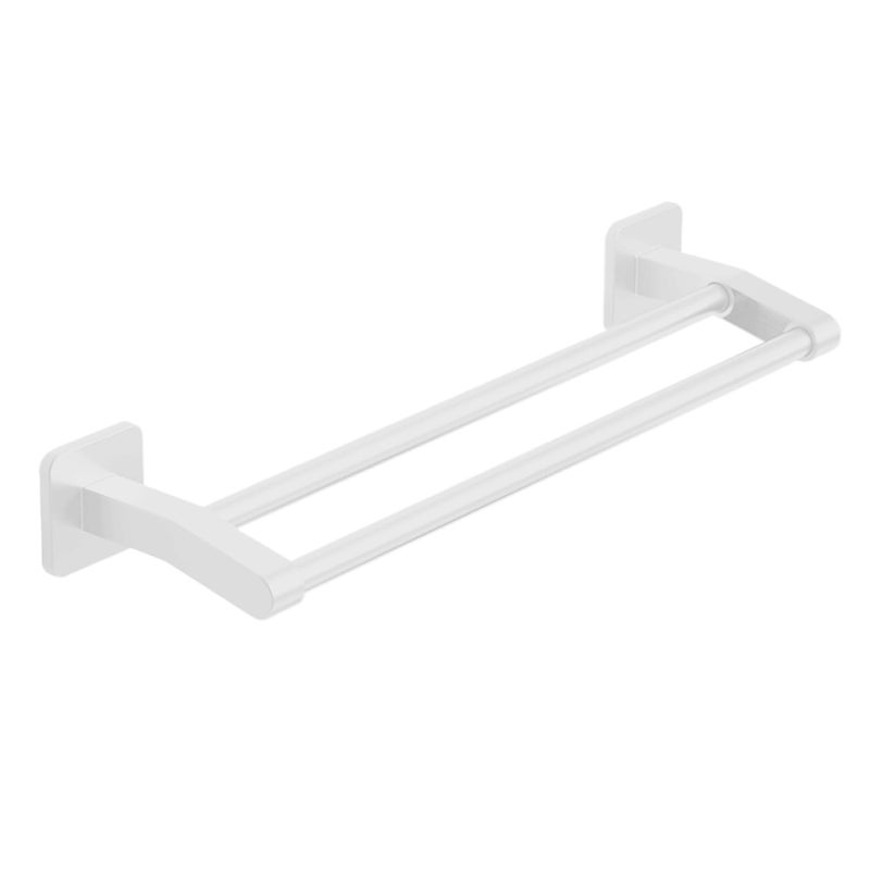 Wieszak na ręczniki łazienkowe, podwójny, nie wymaga wiercenia, 40 cm, biały