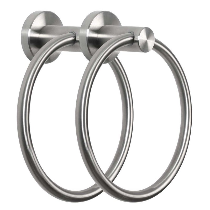 Wieszak na ręczniki łazienkowe, pierścień ze stali nierdzewnej, odpowiedni do łazienki i kuchni, zestaw dwuczęściowy, srebrny