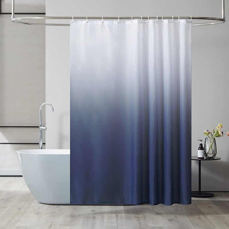 Zasłona prysznicowa ombre, wodoodporna i odporna na pleśń, z haczykami, 240 x 200 cm (ombre niebieski)