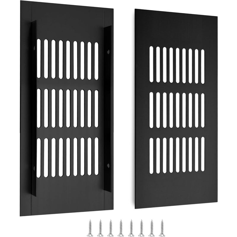 Kratka wentylacyjna, aluminiowa do wentylacji szaf i pomieszczeń, 15x8cm, czarna, 2 sztuki