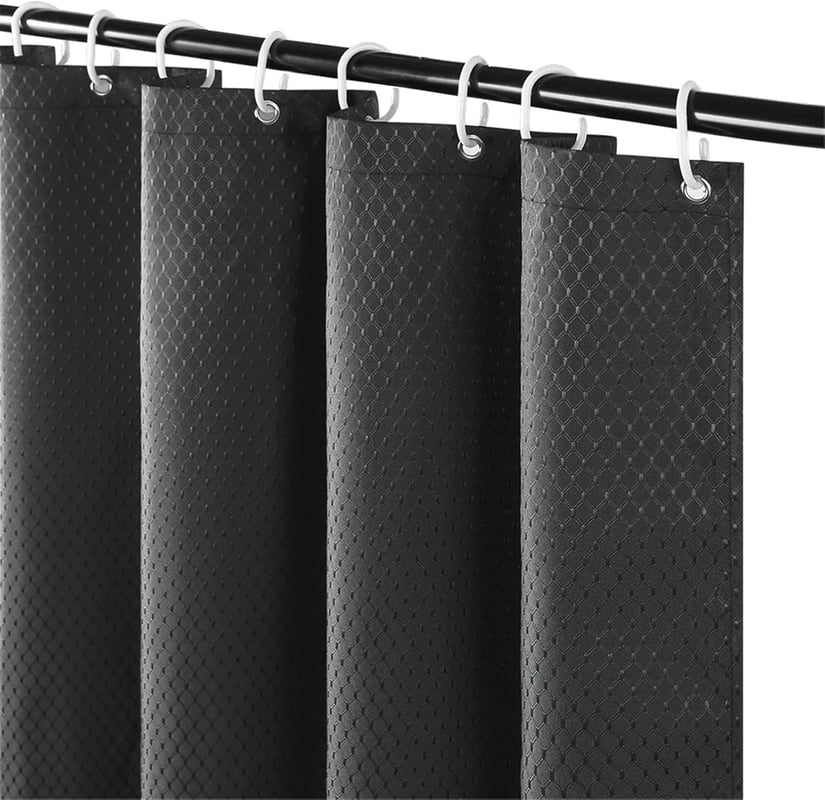 Zasłona prysznicowa waflowa, tkanina wodoodporna, odpowiednia do wanny lub łazienki, 200x180 cm (ciemnoszara)