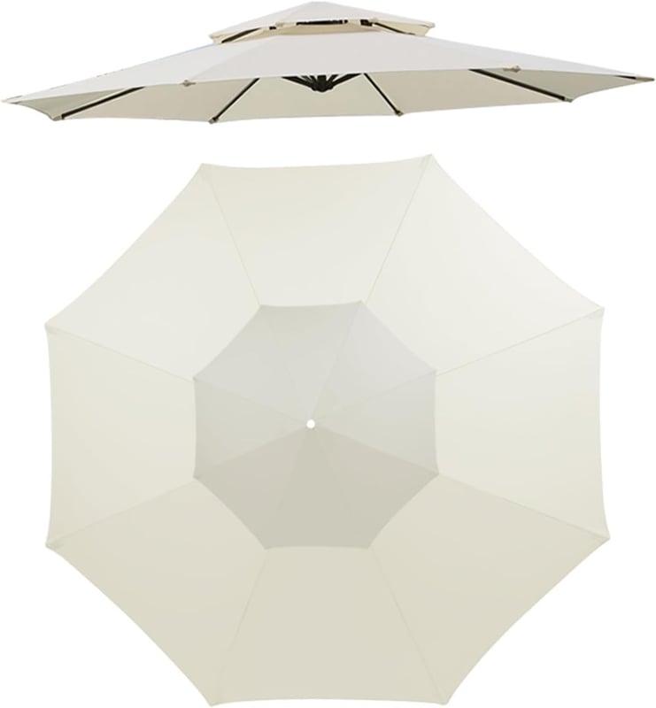 Pokrowiec na parasol ogrodowy – dwuwarstwowy pokrowiec wymienny, 8 żeber, 9,8 cala, odporny na promieniowanie UV, beżowy