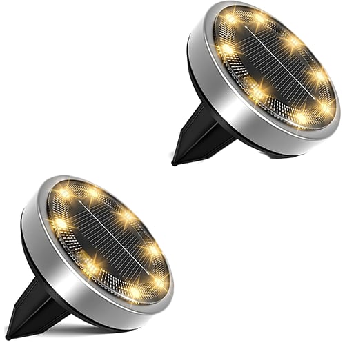 Lampa solarna, lampa gruntowa LED, lampa ogrodowa, 8 diod LED, wodoodporna, [ciepłe białe światło], opakowanie 2 szt.