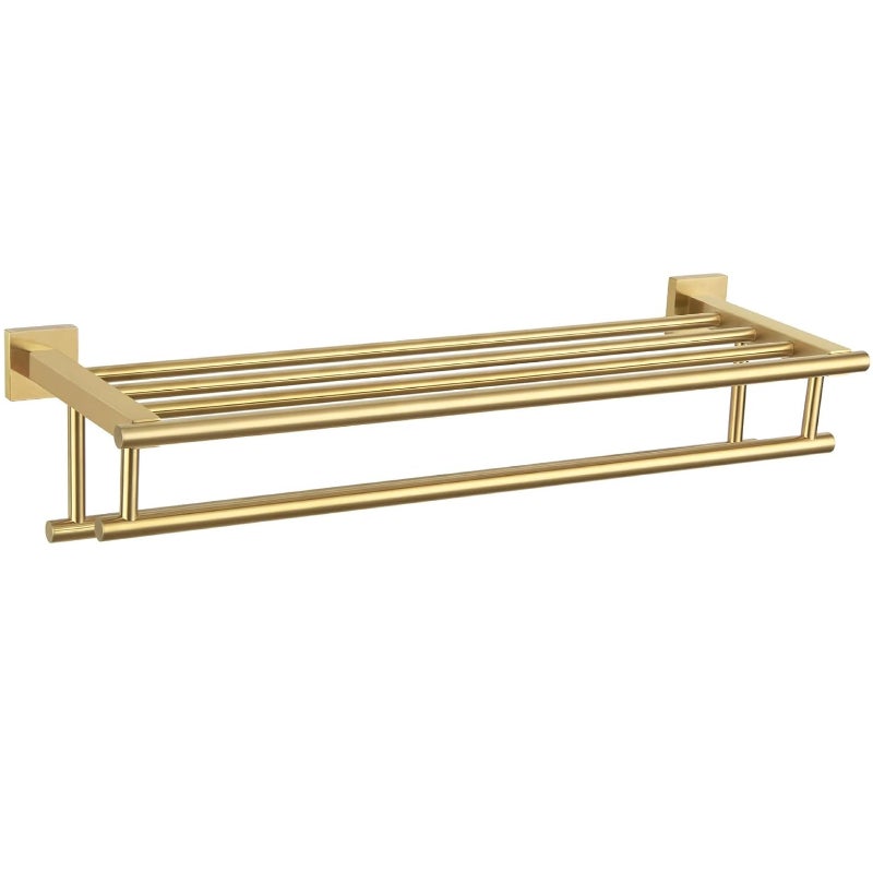 Podwójny drążek na ręczniki łazienkowy, długość 40 cm (szczotkowane złoto)