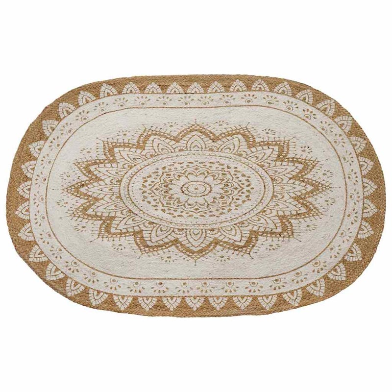 Dywan z juty Kwiatowy Naturalny 100 x 152 cm Juta vidaXL