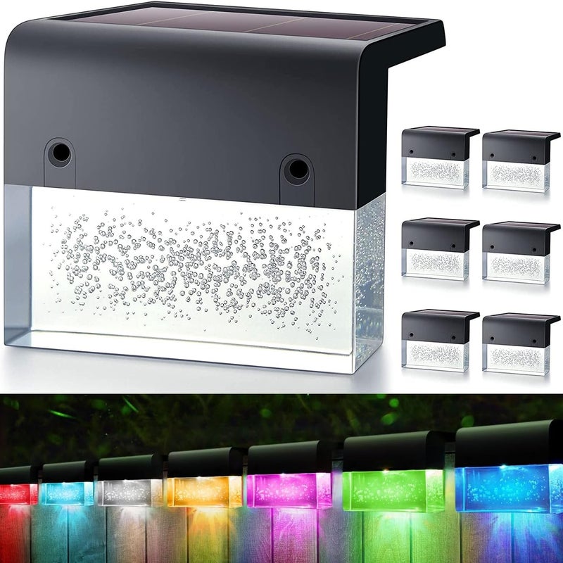 Zestaw 6 solarnych lamp ogrodowych LED, ciepła biel i RGB, dekoracyjnych i wodoodpornych IP55, idealnych do ogrodów i tarasów (prostopadłościan)