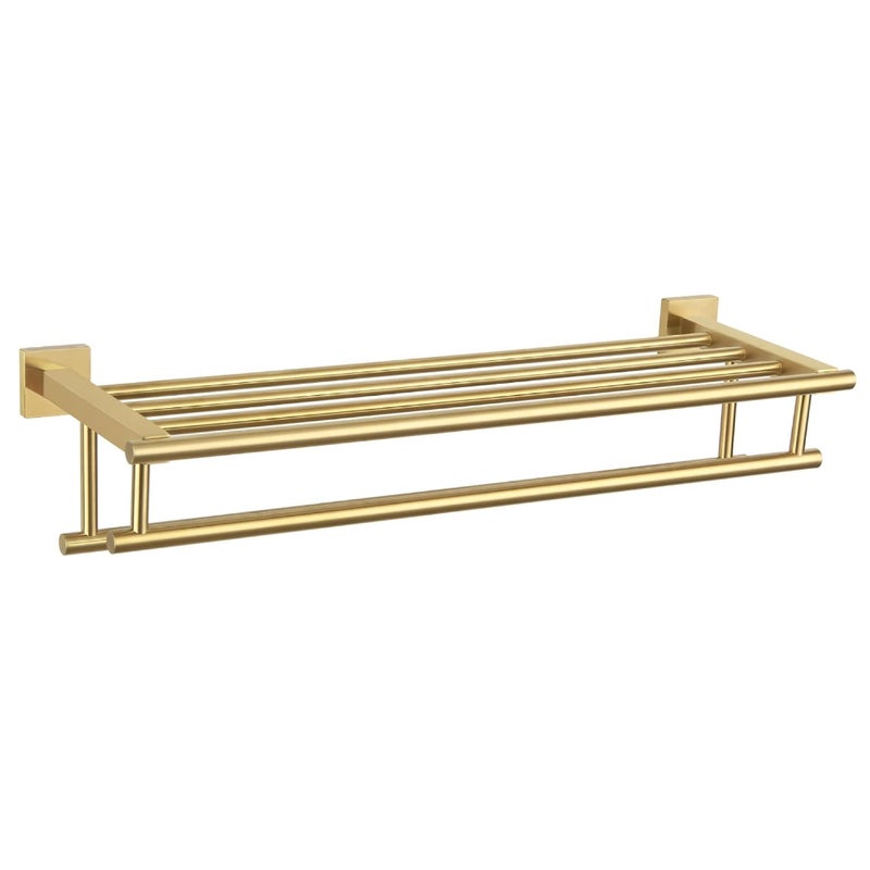 Podwójny drążek na ręczniki łazienkowy, długość 50 cm (szczotkowane złoto)