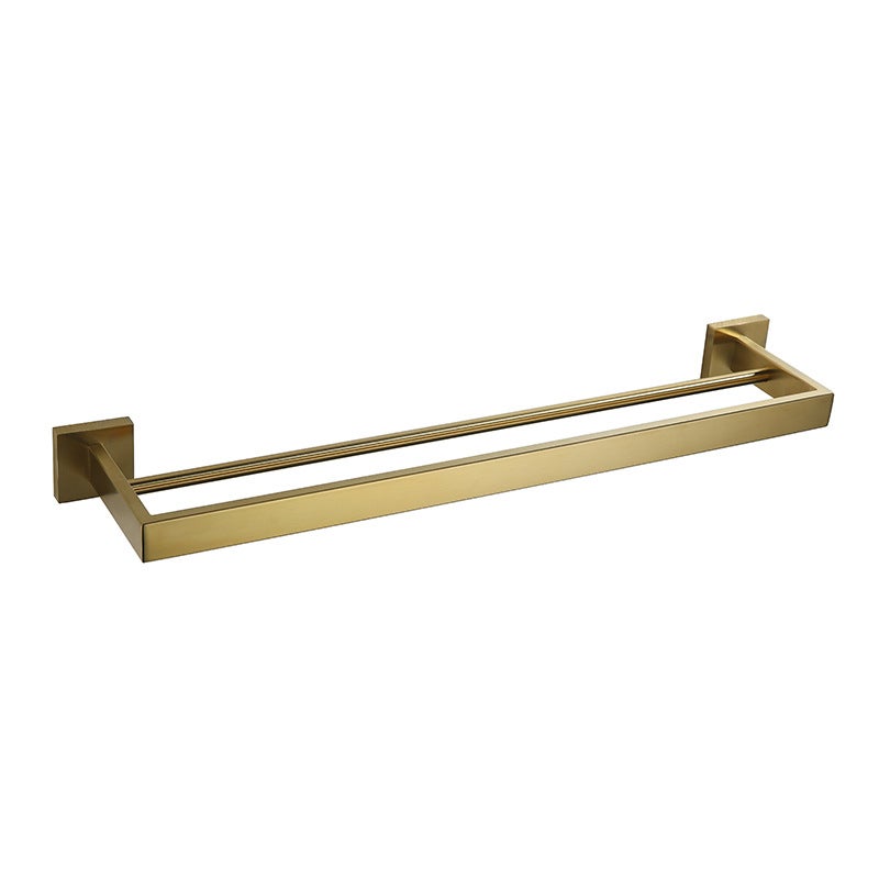 Wieszak na ręczniki łazienkowe, ścienny, mocowany na śruby, podwójny drążek (złoty, 50 cm)