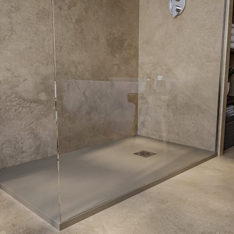 SOULHOME Brodzik prysznicowy– Żywica– Gel Coat– Gładka/Kamienna tekstura – Antypoślizgowy – Kolor Moka – 210X70- Niski 3 cm– Standard