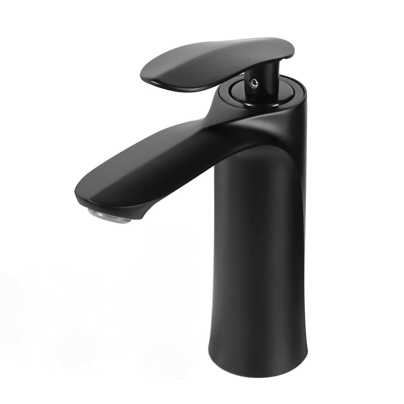 Bateria umywalkowa do łazienki, z podwójnym sterowaniem ciepłą i zimną wodą, z 2 wężami (czarna)