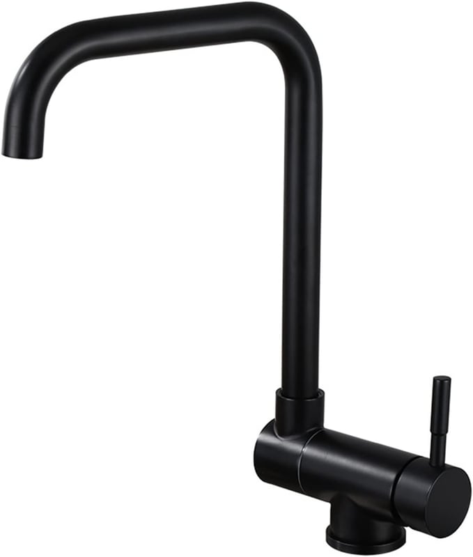 Wyciągana bateria kuchenna, składana bateria kuchenna, wylewka obrotowa 360° (czarna)
