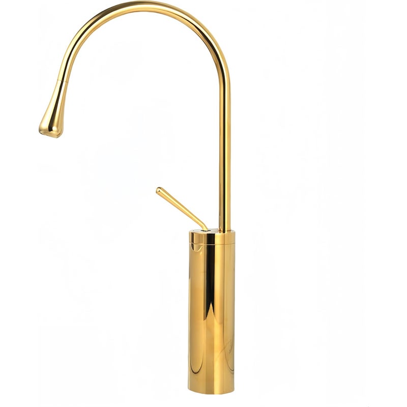 Bateria łazienkowa, umywalkowa, jednouchwytowa, ciepła i zimna woda, wys. 48 cm (złota)