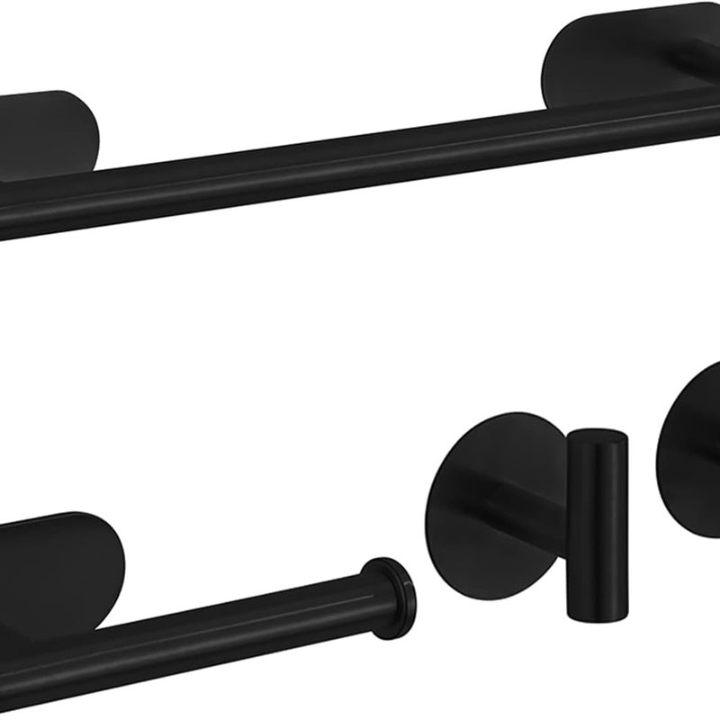 Zestaw akcesoriów łazienkowych 4-częściowy, uchwyt na papier toaletowy ze stali nierdzewnej, czarny wieszak na ubrania