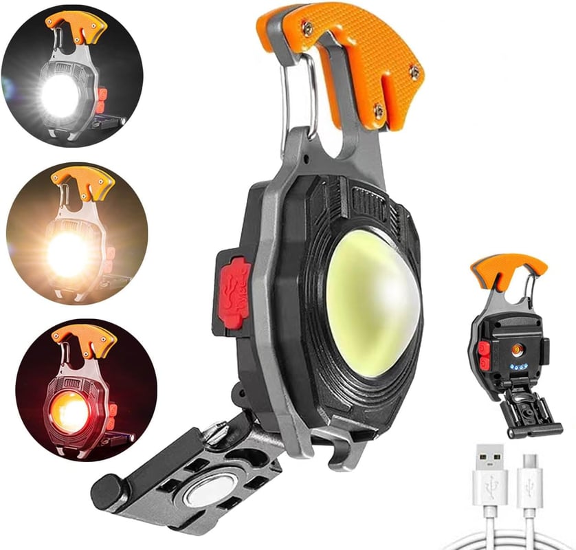 Miniaturowa latarka na klucze, wodoodporna lampa inspekcyjna, miniaturowa latarka ładowana przez USB, pomarańczowa