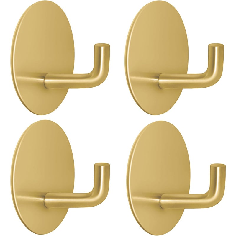 Haczyki łazienkowe, wieszaki na ręczniki, haczyki kuchenne, naklejki, okrągła podstawa, zestaw 4 szt. (złote)