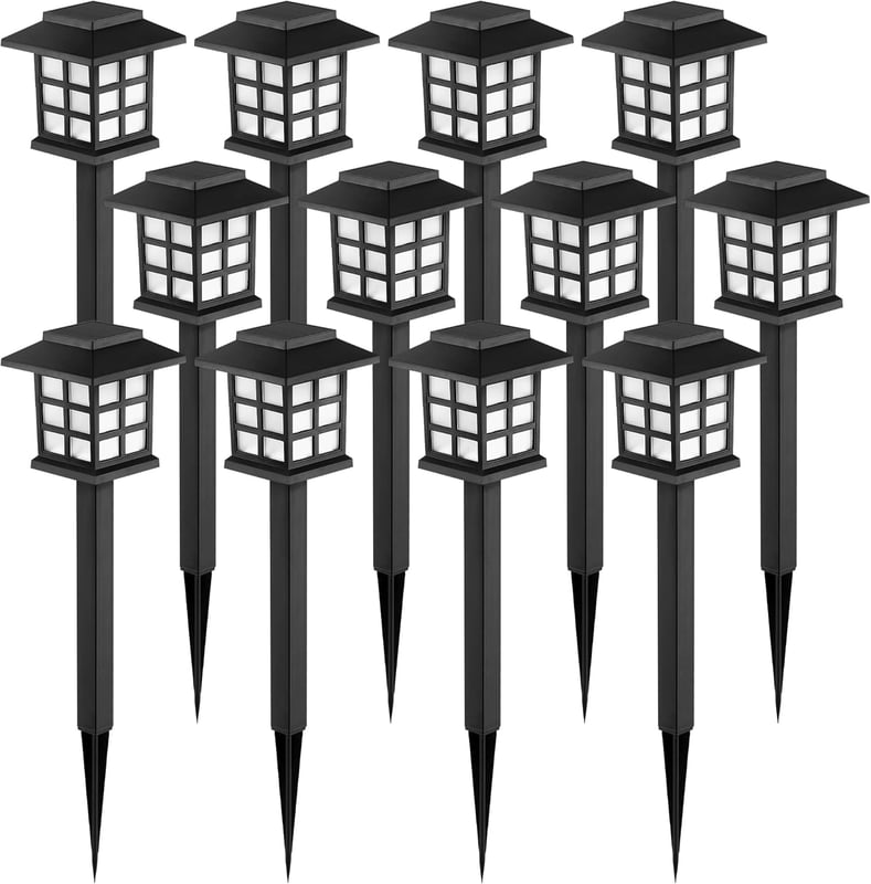 12 lamp solarnych na patio, do ogrodu, willi, domu i podwórka: Dekoracyjne oświetlenie solarne na zewnątrz, kolorowe światła