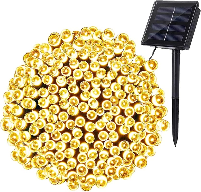 Zewnętrzne lampki solarne, 22 m, 200 diod LED, wodoodporne, do choinek i ozdób ogrodowych, ciepłe białe światło
