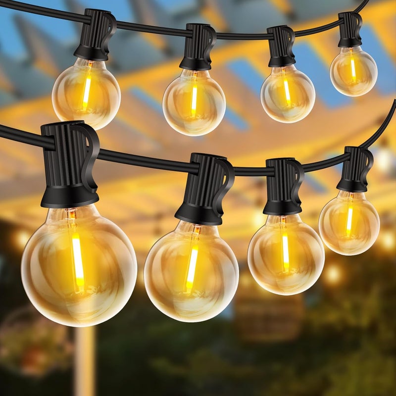 30-metrowy zewnętrzny łańcuch świetlny zasilany energią słoneczną, 50 + 2 żarówki, odporny na stłuczenie i wodoodporny, odpowiedni do ogrodów, domów,