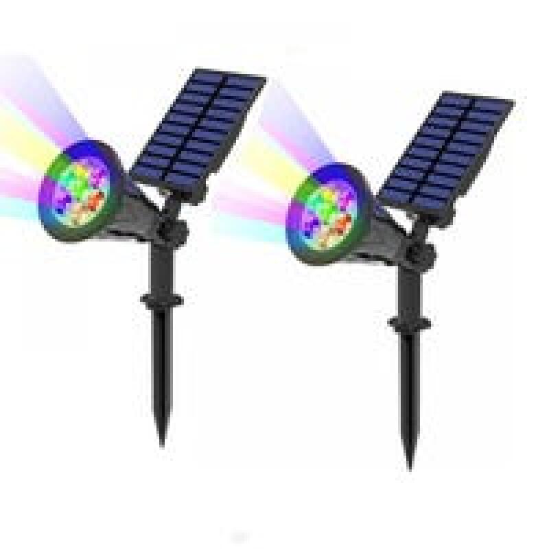 Zestaw 2 lamp solarnych z 7 diodami LED, zewnętrzne reflektory solarne, bezprzewodowe, wodoodporne IP65, regulowane w zakresie 180°