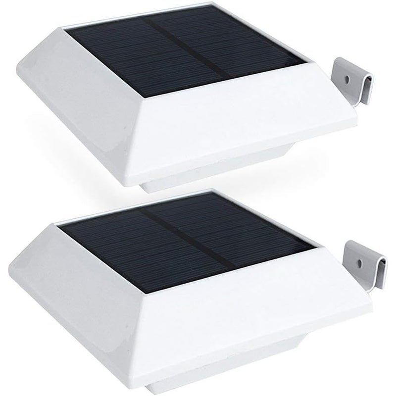 Zestaw 2 zewnętrznych lamp solarnych do rynien, 6 diod LED, wodoodpornych, bezprzewodowych, trwałych, do ogrodu, na patio, podjazd, taras