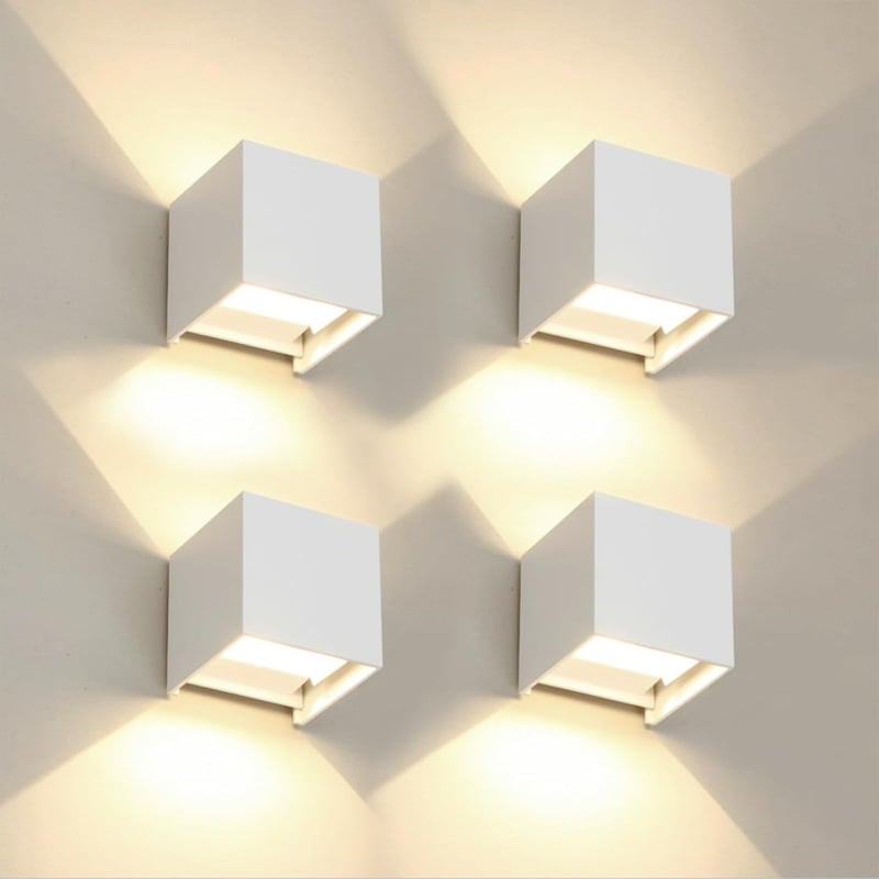 sztuki zewnętrznych lamp ściennych LED IP65, wodoodpornych, ze stopu aluminium, białych, 12 W, 3000 K, ciepła, biała lampa