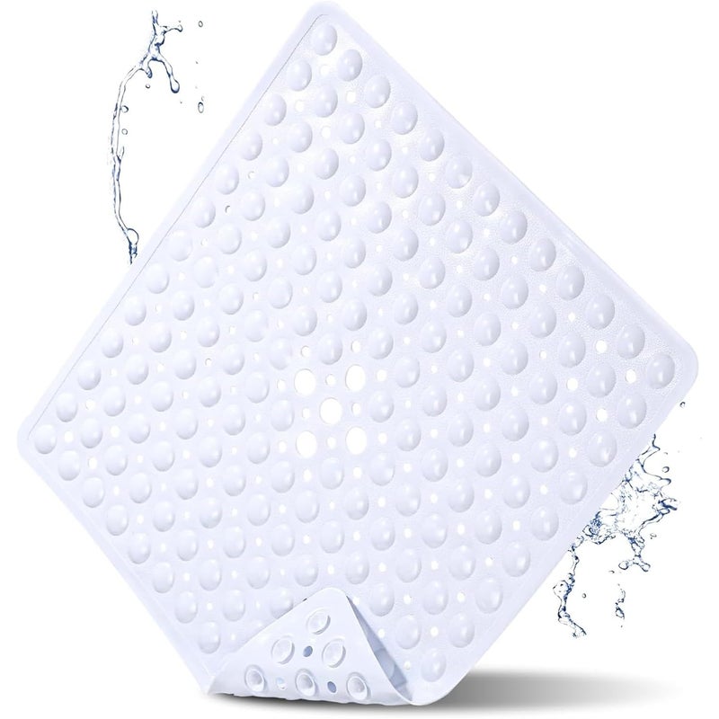 Mata antypoślizgowa do łazienki 53x53 cm, kwadratowa, antypoślizgowa, nadająca się do prania w pralce, antypoślizgowa, biała