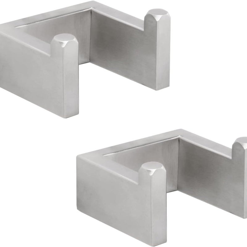 Haczyk na ręczniki, hak ścienny ze stali nierdzewnej, kwadratowy hak ścienny, 7 x 6,1 x 4 cm (2 sztuki, szczotkowane srebro)