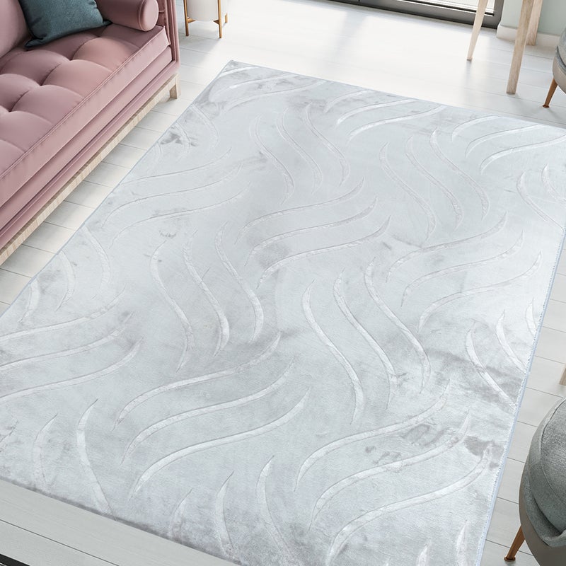Dywan Glamour 3D 160x220 cm Fala szary