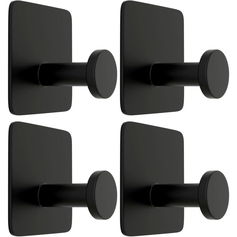 Samoprzylepne haczyki, samoprzylepny wieszak na ręczniki ze stali nierdzewnej, trwałe haczyki, 4 sztuki (czarne)