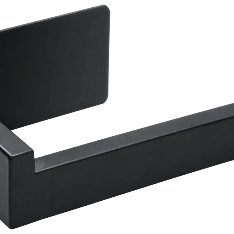 Uchwyt na papier toaletowy, nie wymaga wiercenia, wieszak na ręczniki ze stali nierdzewnej, odpowiedni do łazienki i kuchni (czarny)