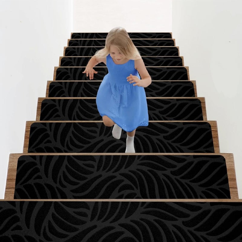 Nakładki na schody antypoślizgowe z klejącym spodem, odpowiednie dla dzieci, osób starszych i małych dzieci, czarne, 10 sztuk, 76*20 cm