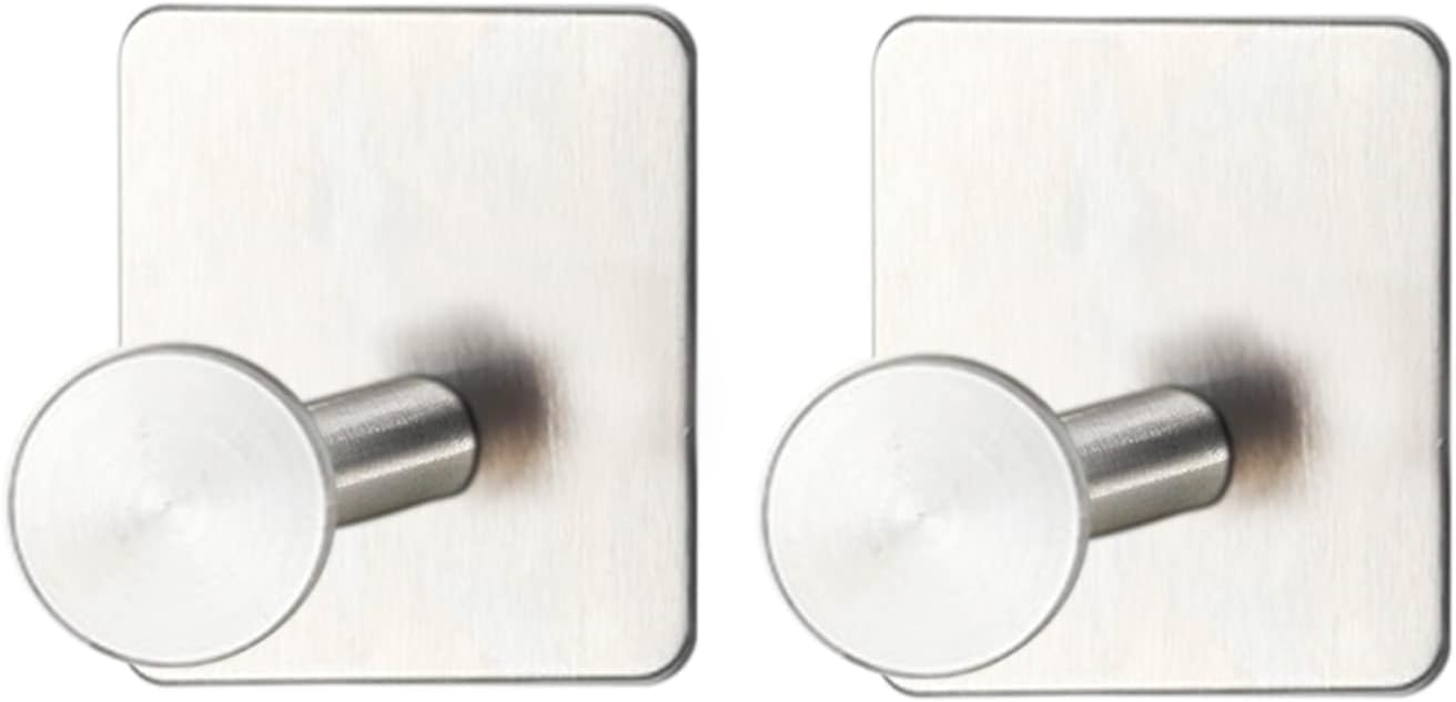 Samoprzylepne haczyki, samoprzylepny wieszak na ręczniki ze stali nierdzewnej, trwałe haczyki, 2 sztuki (srebrne)