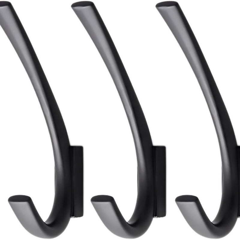 Haczyk ścienny, wieszak na ręczniki, wieszak na klucze, szlafrok, szalik, zestaw 3-częściowy (czarny)