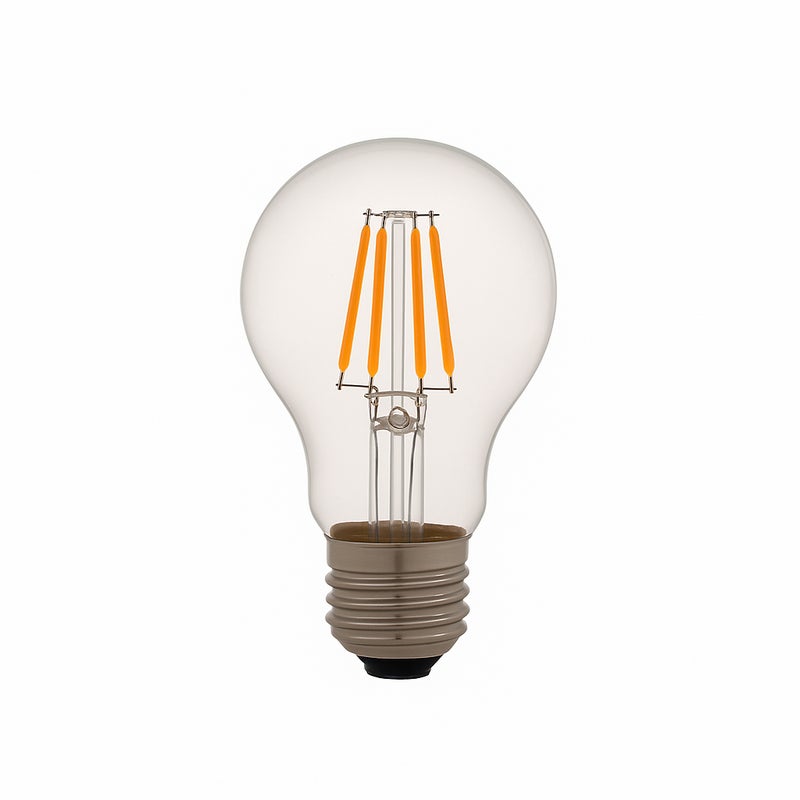 Żarówka LED A60 E27 z żarnikiem 6 W 650 lm, przezroczysta i w stylu vintage. Ciepłe światło 2700 K.