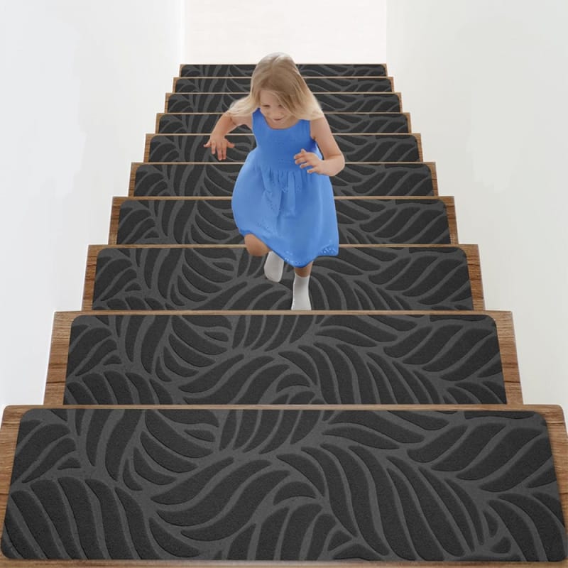 Nakładki na schody antypoślizgowe z klejącym spodem, odpowiednie dla dzieci, osób starszych i małych dzieci, ciemnoszare, 10 sztuk, 55*19 cm
