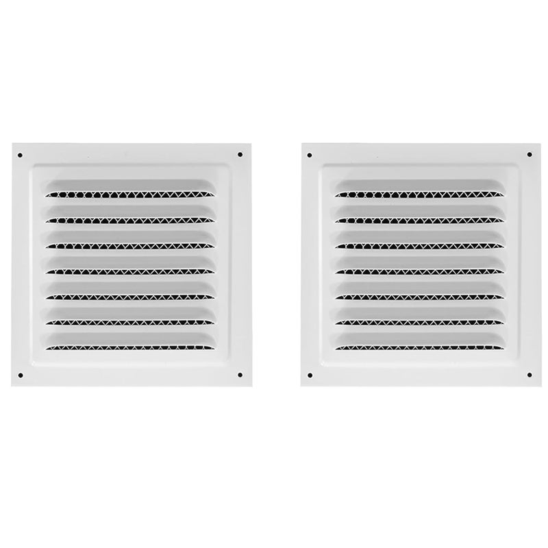 Kratki wentylacyjne kwadratowe do drzwi zewnętrznych, poddaszy i sufitów, zestaw 2 szt. (białe, 150 x 150 mm)