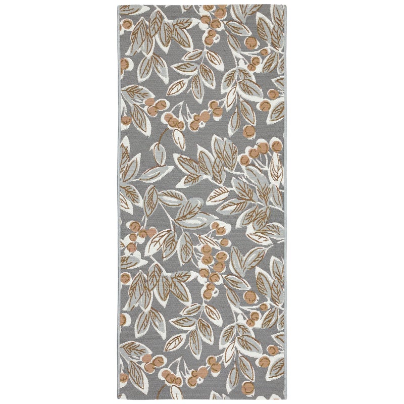 Dywan do kuchni, dywan do przedpokoju tkany na płasko SELENA 80x200 cm OEKO-TEX liście szary