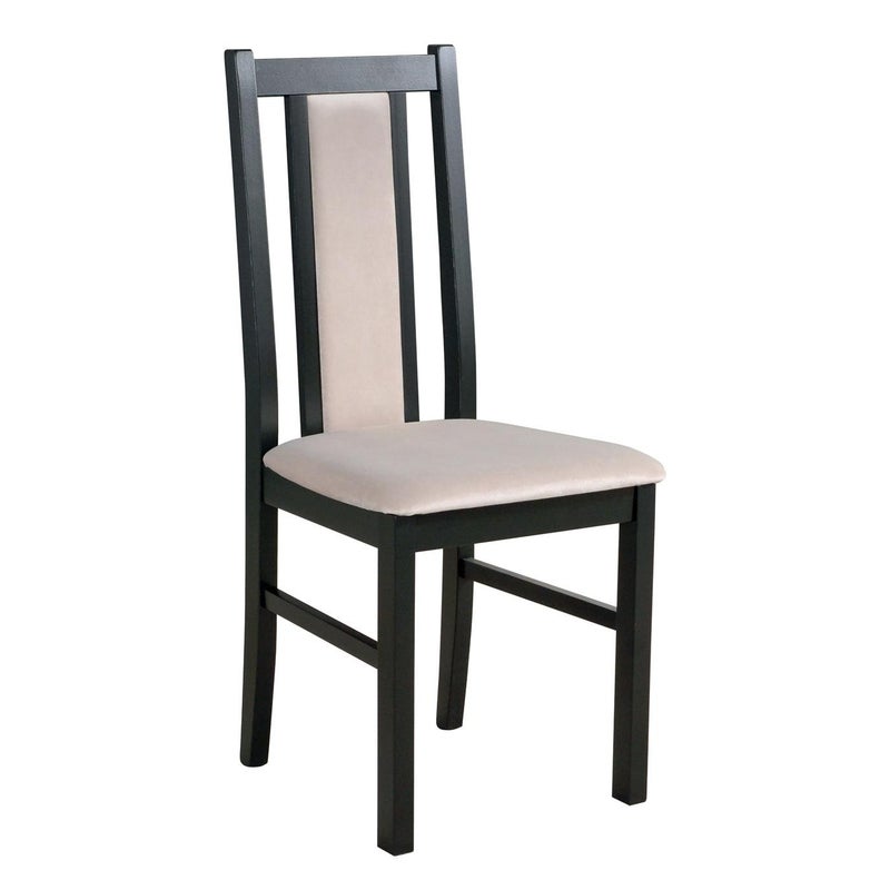 Eleganckie czarne krzesło BOS 14 z tapicerowanym beżowym siedziskiem – komfort i styl