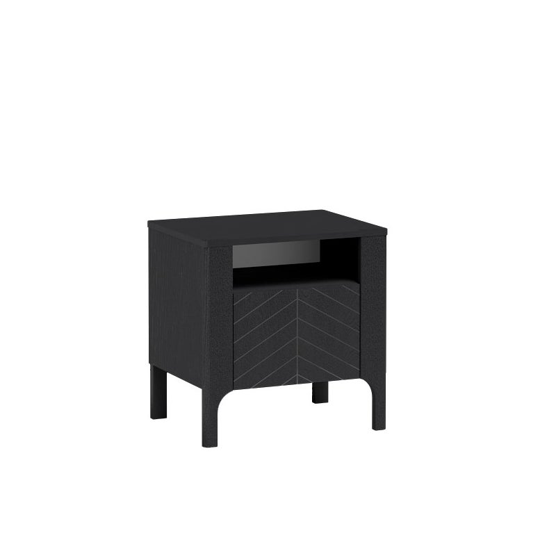 Nowoczesna szafka nocna LUMI w czarnym kolorze – elegancka i funkcjonalna do sypialni