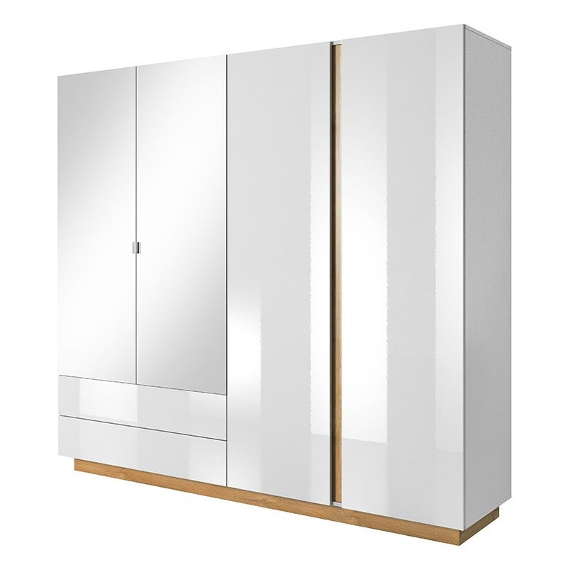 ALTO szafa 220 cm - pojemna dwudrzwiowa w białym połysku do sypialni